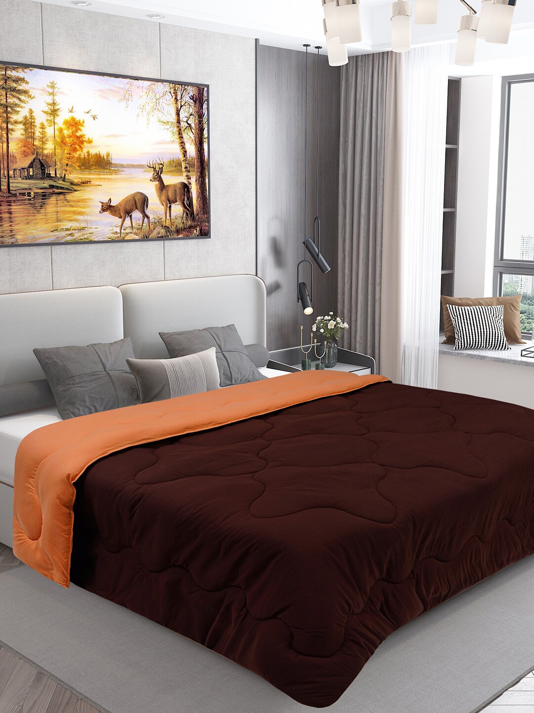 

DREAM CARE Orange Microfiber Reversible AC Room 450 GSM Double Bed Comforter