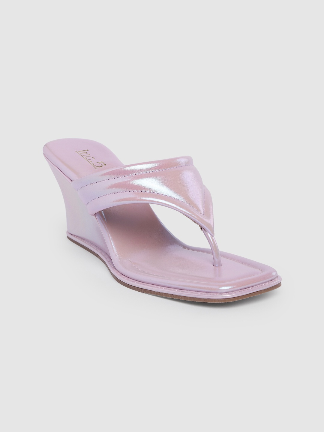 

Inc 5 Solid Open Toe Wedges with Iridescent Effect, Purple