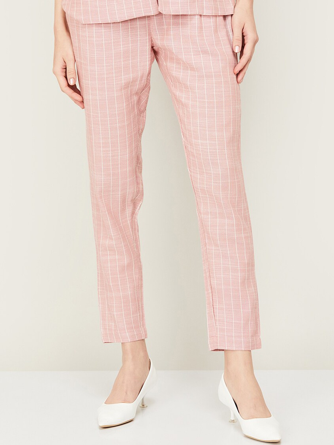 

CODE by Lifestyle Women Striped Cropped Trousers, Pink