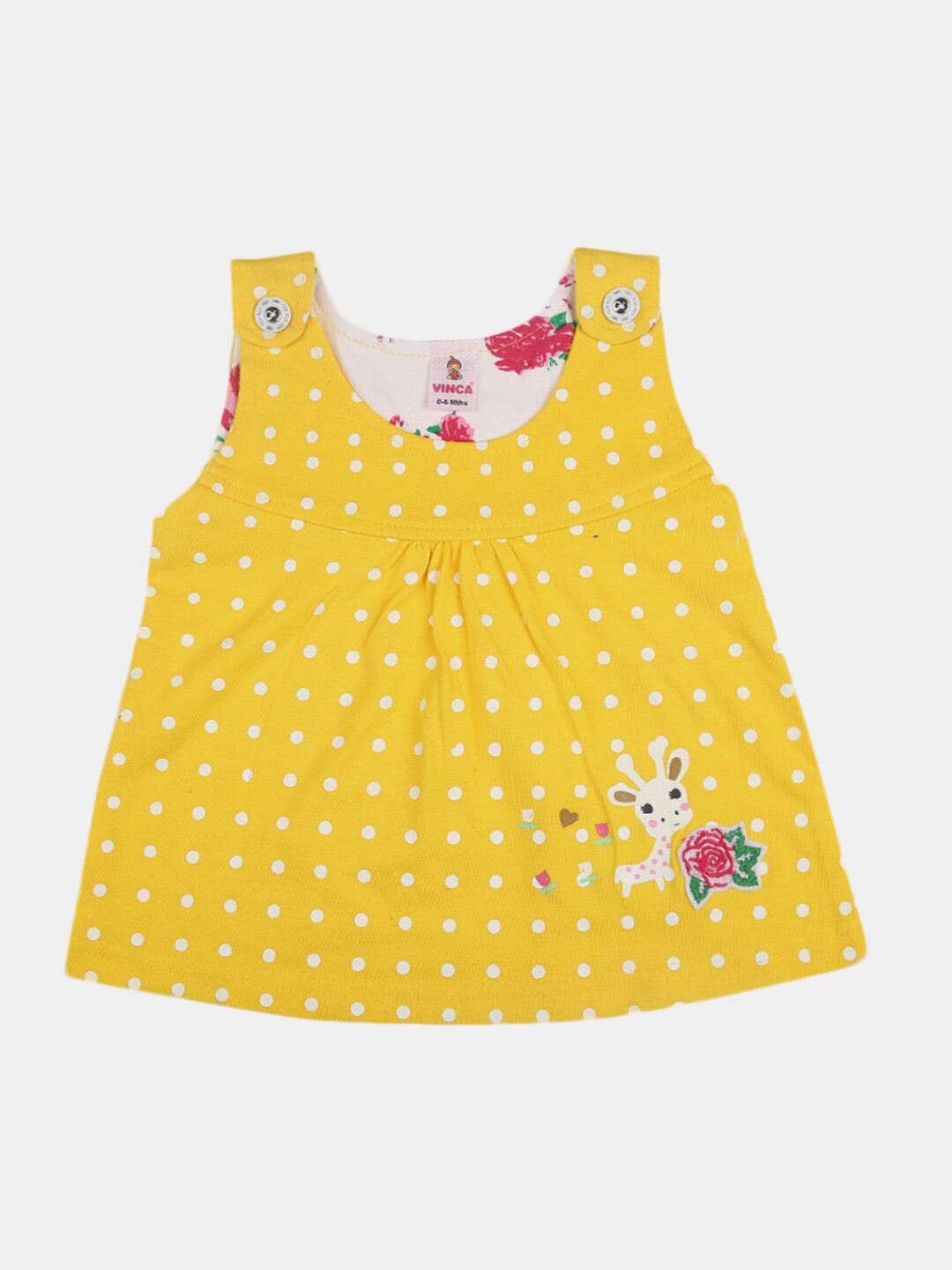 

V-Mart Infant Girls Polka Dot Print Cotton Cambric A-Line Dress, Yellow