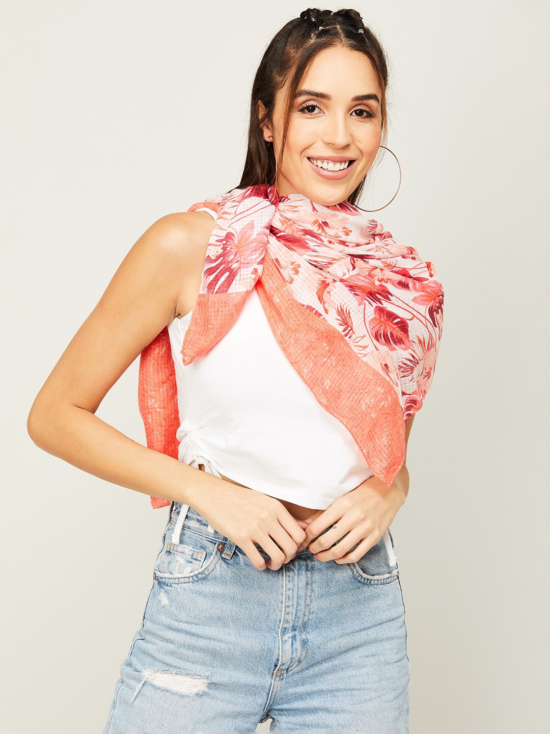 

Ginger by Lifestyle Women Tropical Printed Stole, Peach