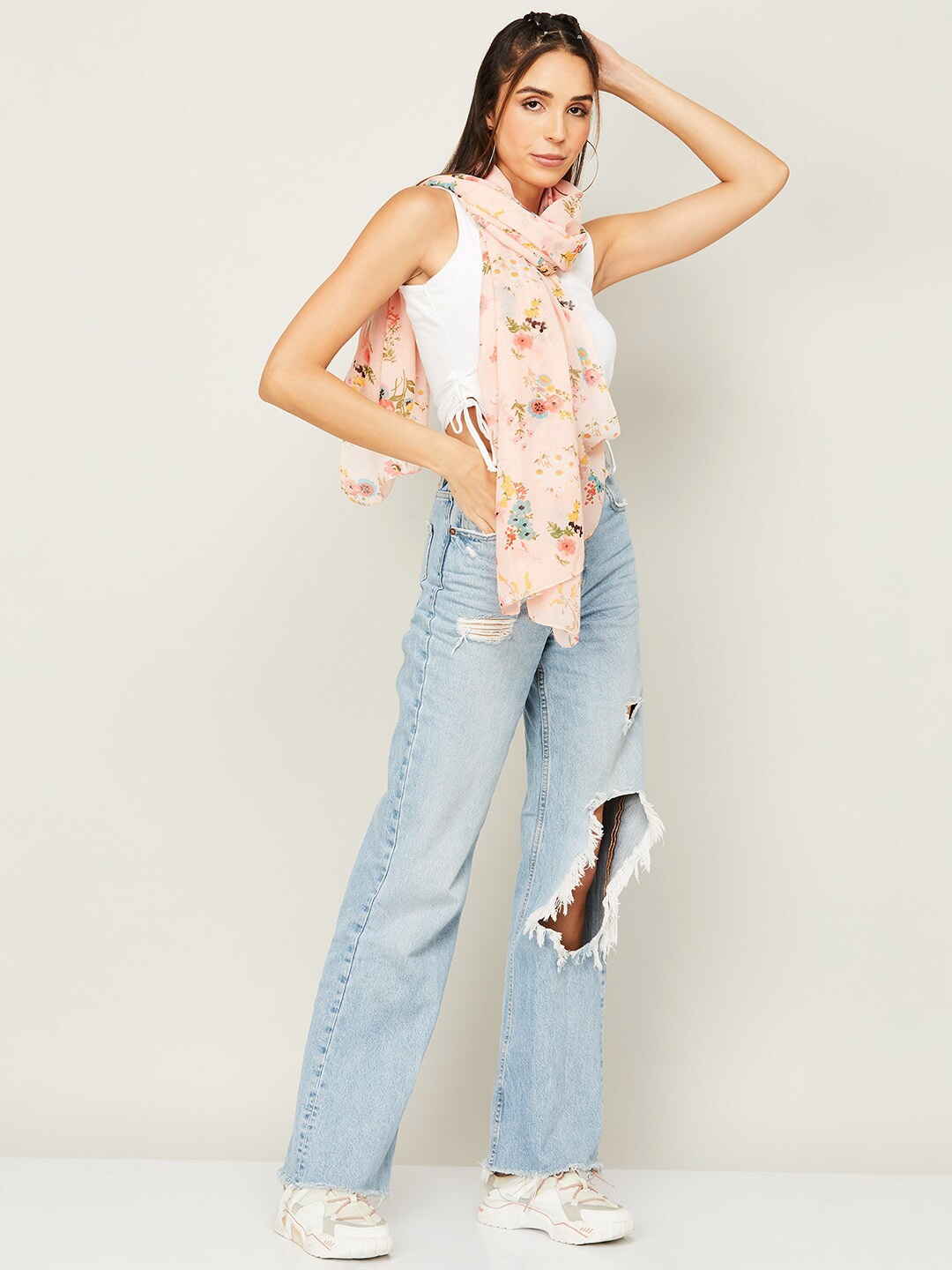 

Ginger by Lifestyle Women Floral Printed Stole, Pink