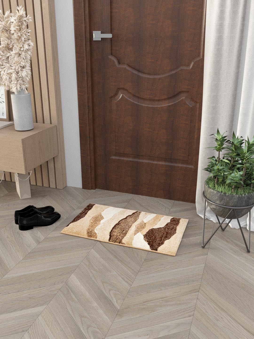 

Clasiko Brown & Beige Abstract Printed Anti-Skid Doormat