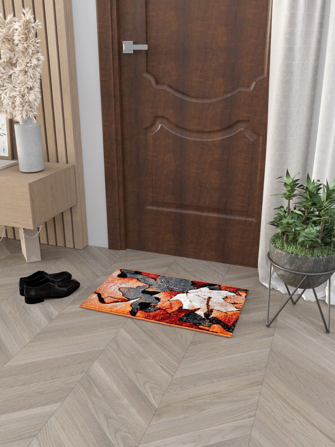 

Clasiko Rust Orange & Grey Printed Anti-Skid Doormat