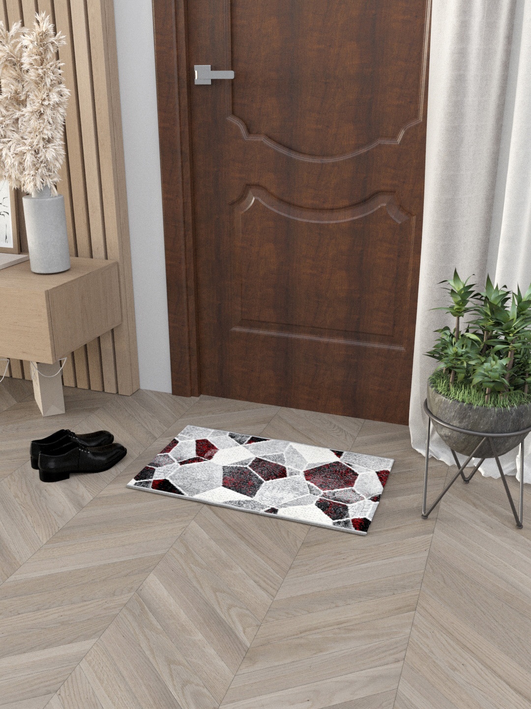 

Clasiko Grey & White Geometric Printed Anti-Skid Doormat