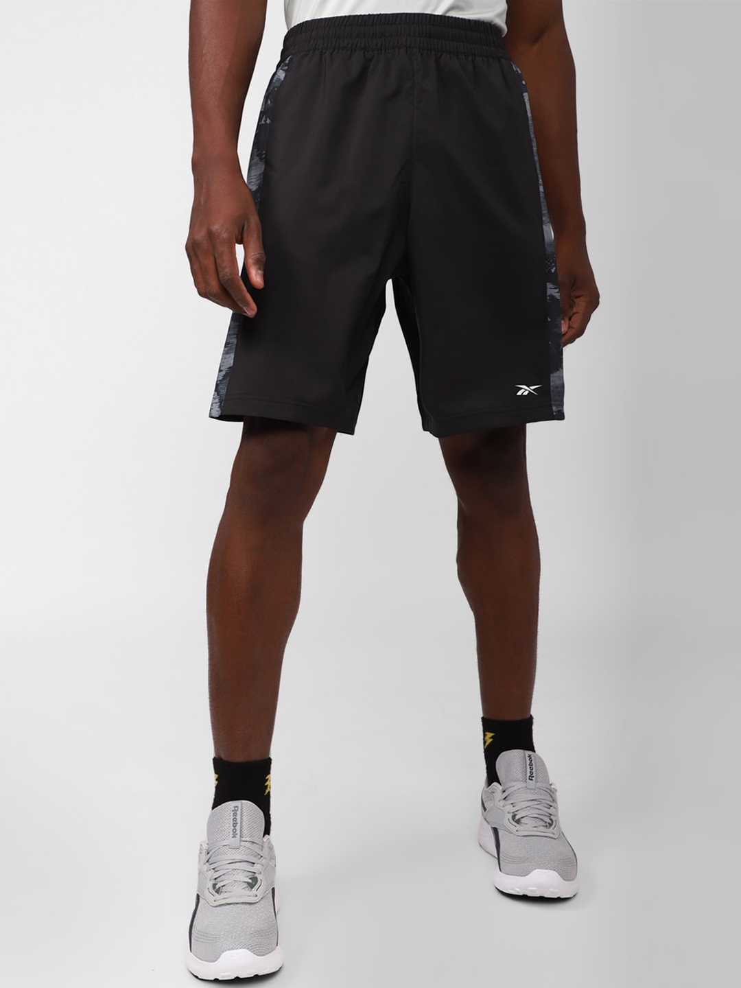

Reebok Men Train Camo Woven Mid-Rise Shorts, Black