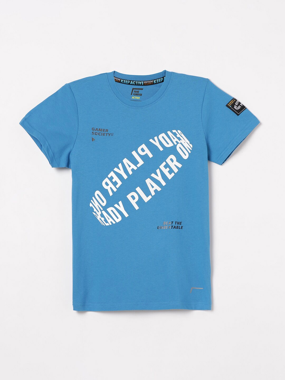 

Fame Forever by Lifestyle Boys Typography Printed Cotton T-shirt, Blue