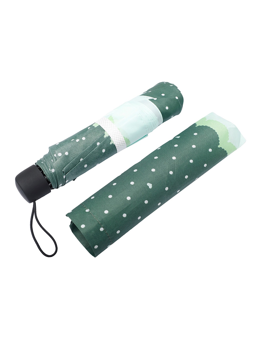 

LOOM LEGACY Polka Dot Printed 3-Fold Umbrella, Green