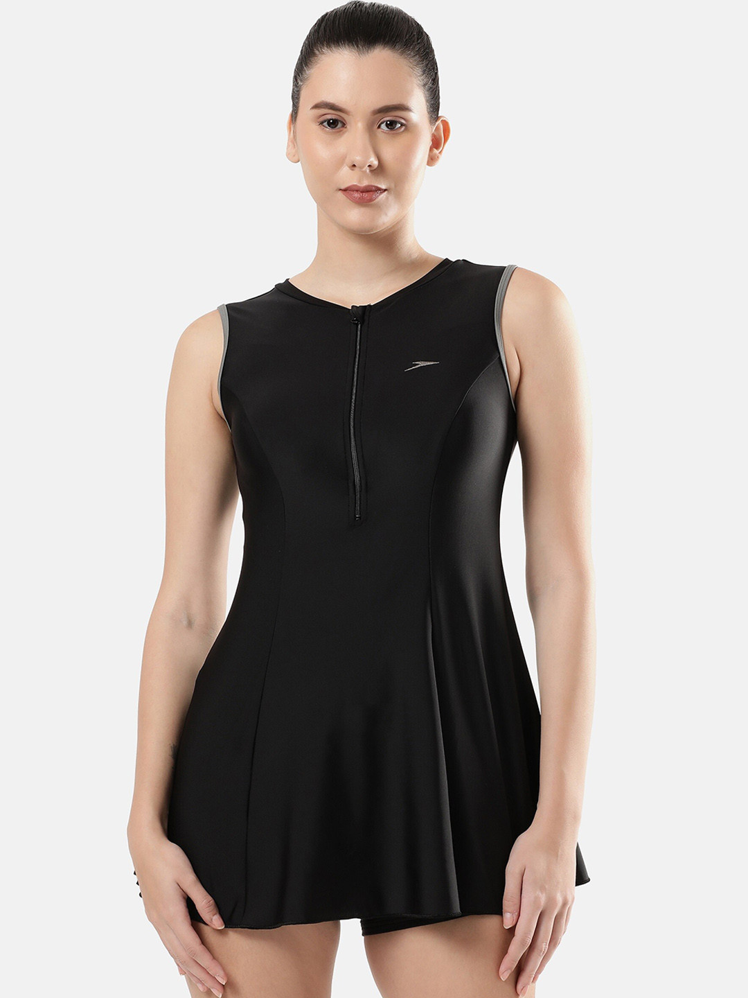 

Speedo Round Neck Sleeveless Closedback Swimming dress, Black