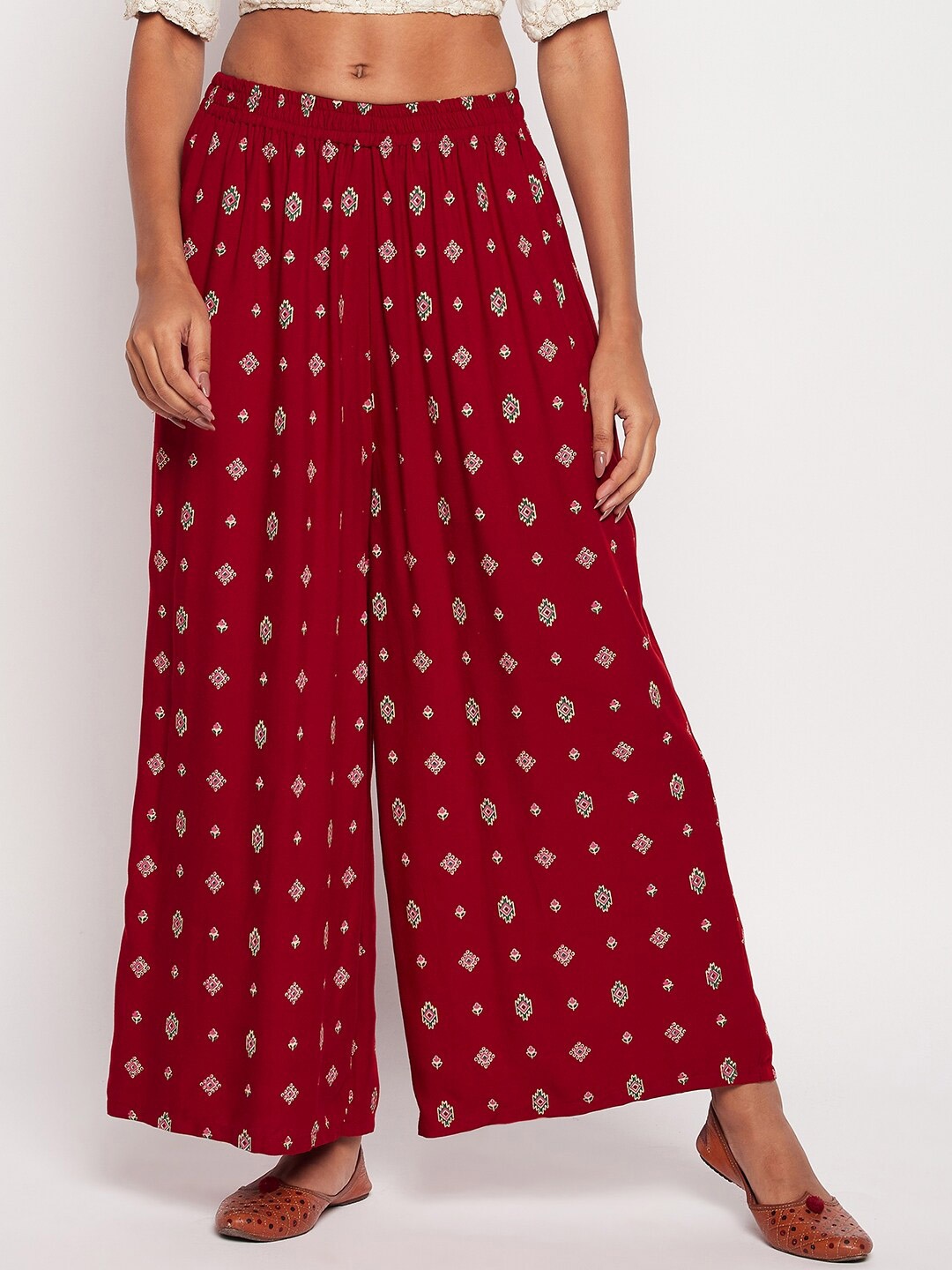 

TULIP 21 Women Printed Flared Palazzos, Maroon
