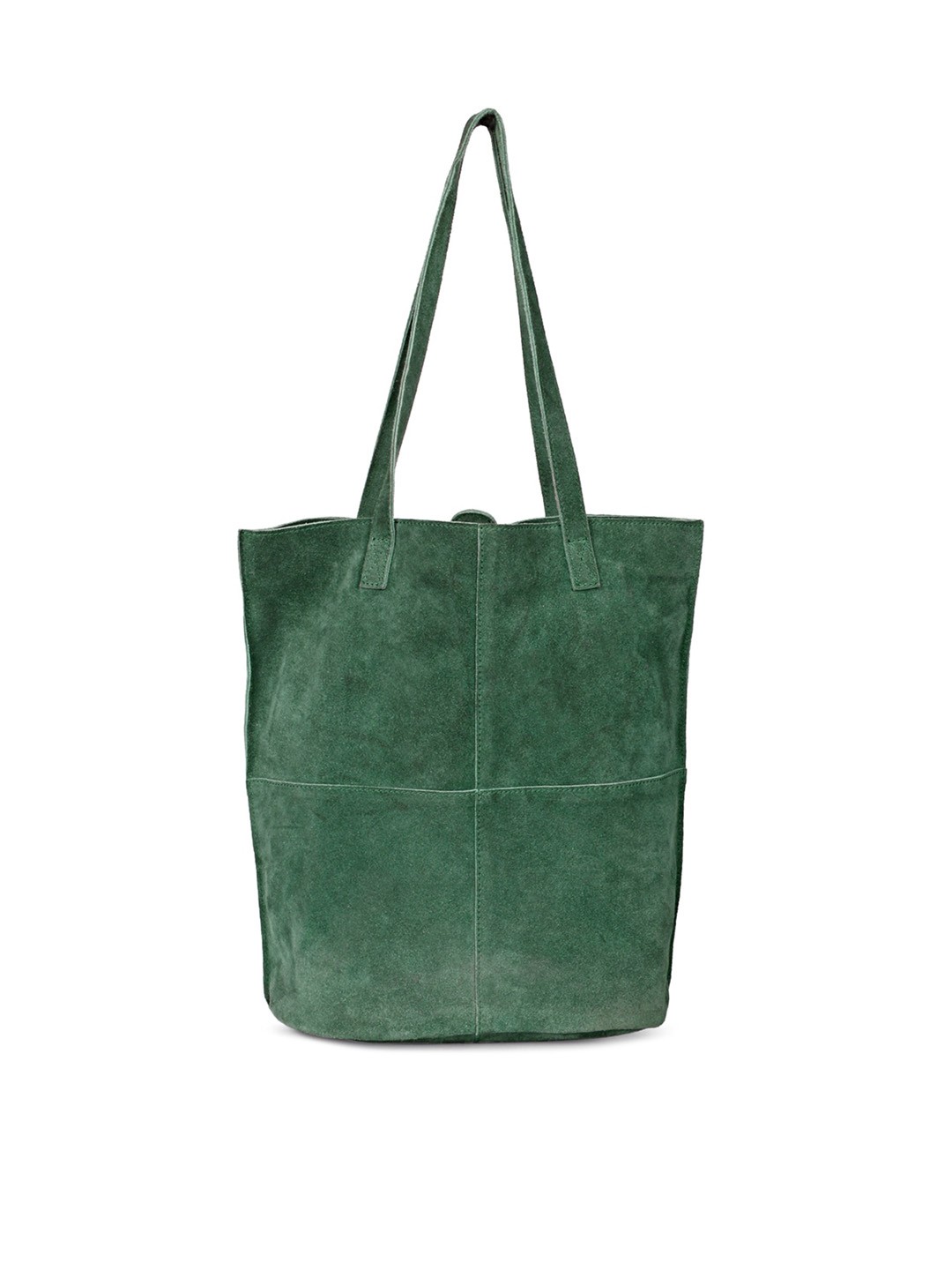 

Saint G Leather Structured Shoulder Bag with Fringed, Green