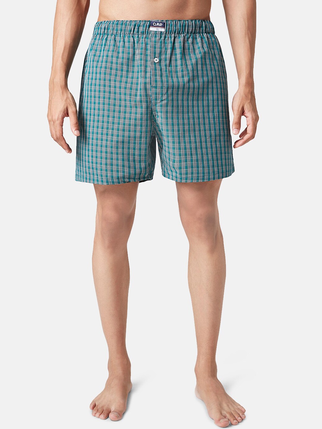 

Ajile by Pantaloons Men Mid-Rise checked Pure Cotton Boxers, Sea green