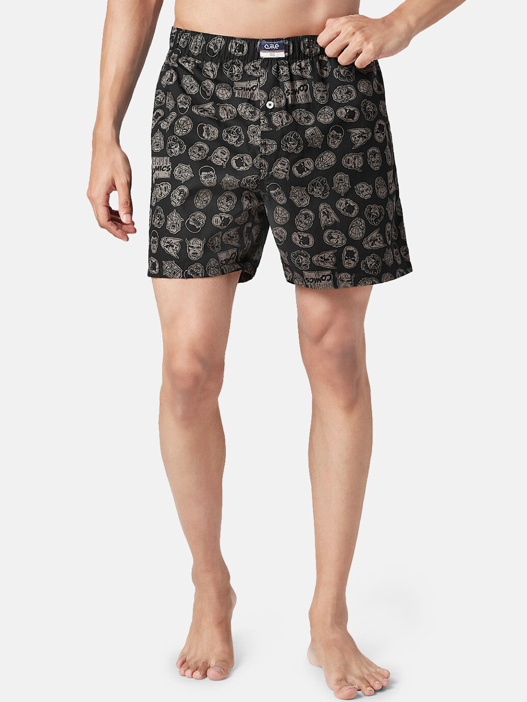 

Ajile by Pantaloons Men Mid-Rise Printed Pure Cotton Boxers, Grey