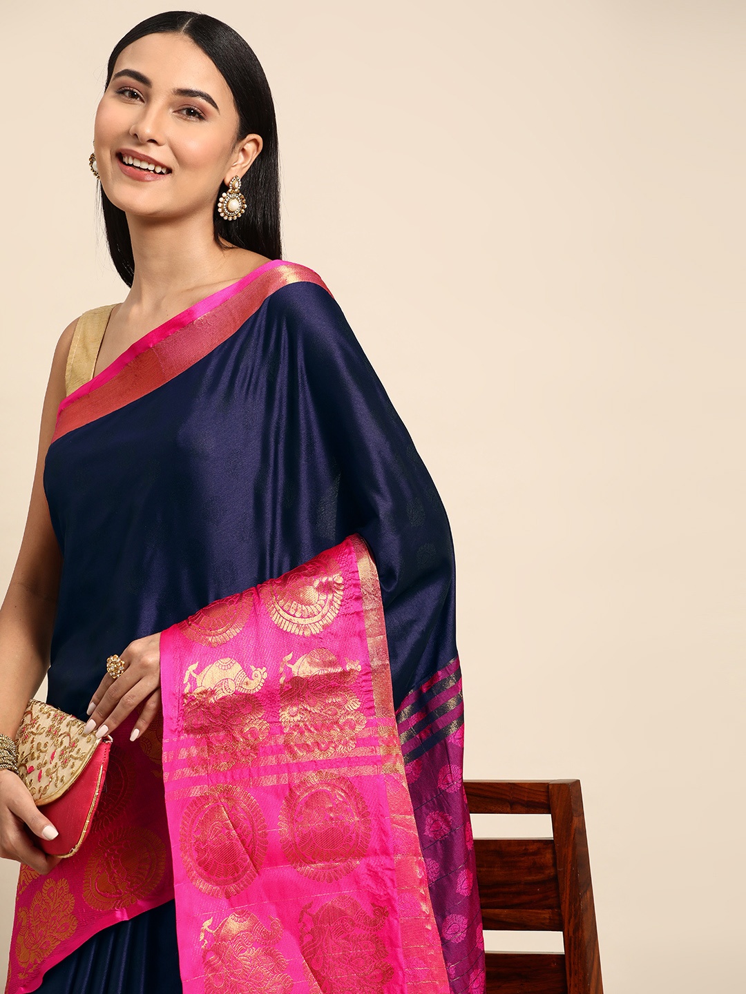

Mitera Zari Silk Cotton Banarasi Saree, Blue