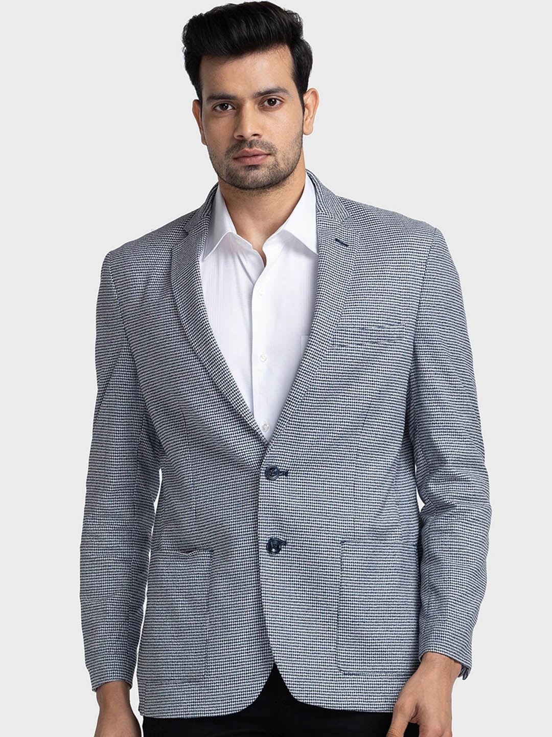 

ColorPlus Woven Design Twill Single Breasted Blazer, Navy blue