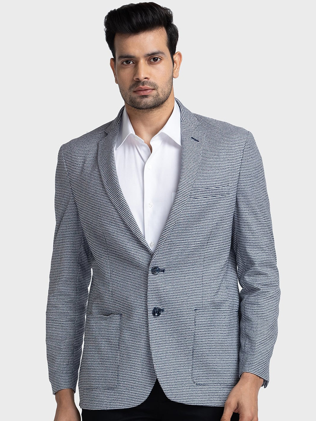 

ColorPlus Woven Design Twill Single Breasted Blazer, Navy blue