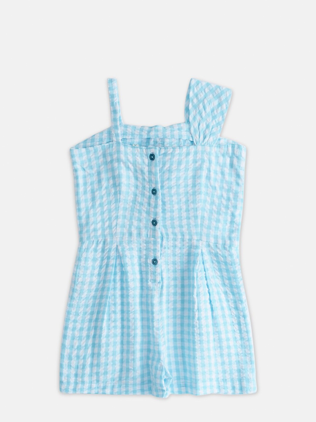 

Pantaloons Junior Girls Cotton Checked A-Line Dress, Blue