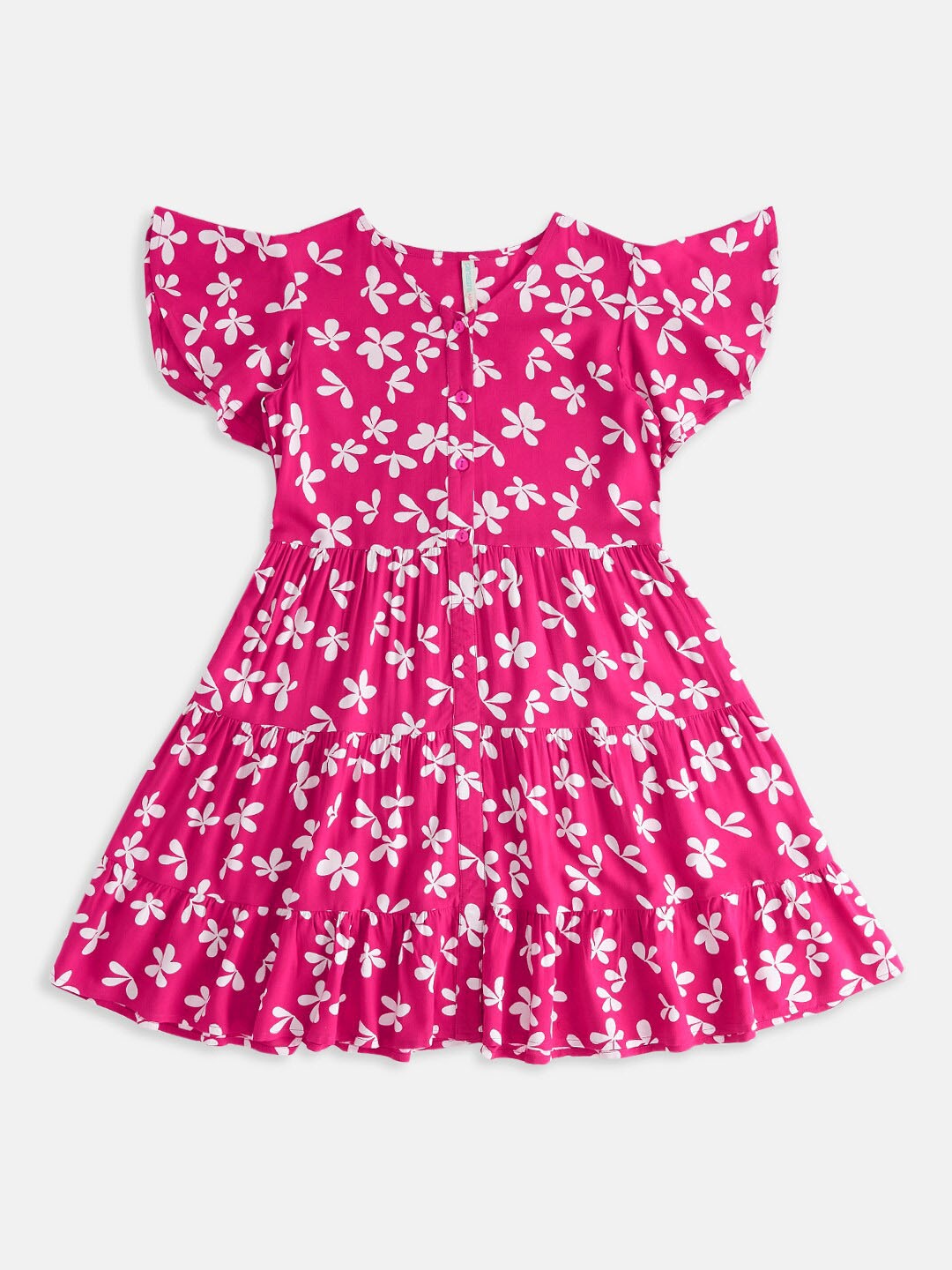 

Pantaloons Junior Girls V-Neck Floral Printed Tiered Fit & Flare Dress, Pink