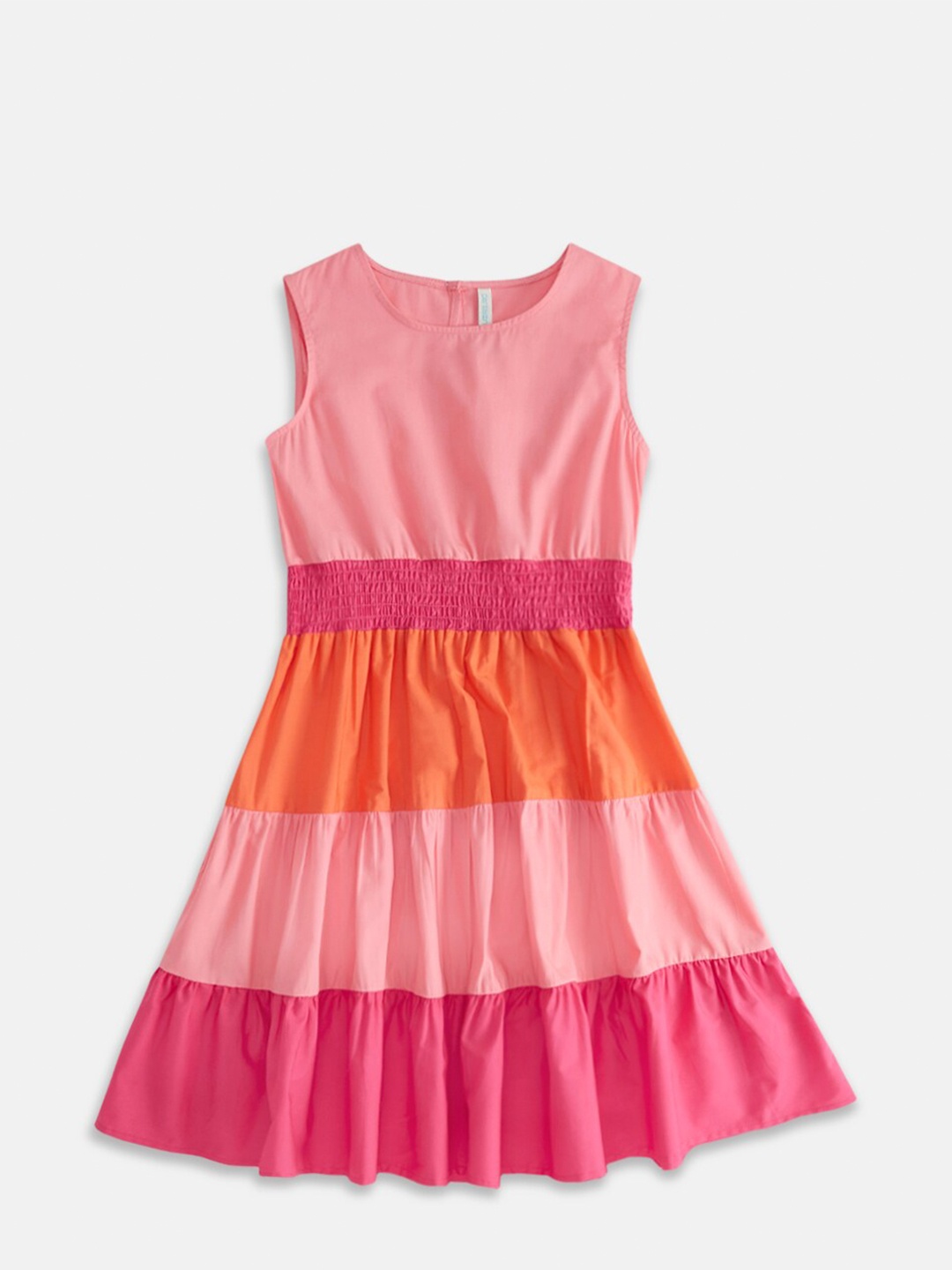 

Pantaloons Junior Girls Cotton Colourblocked A-Line Dress, Pink