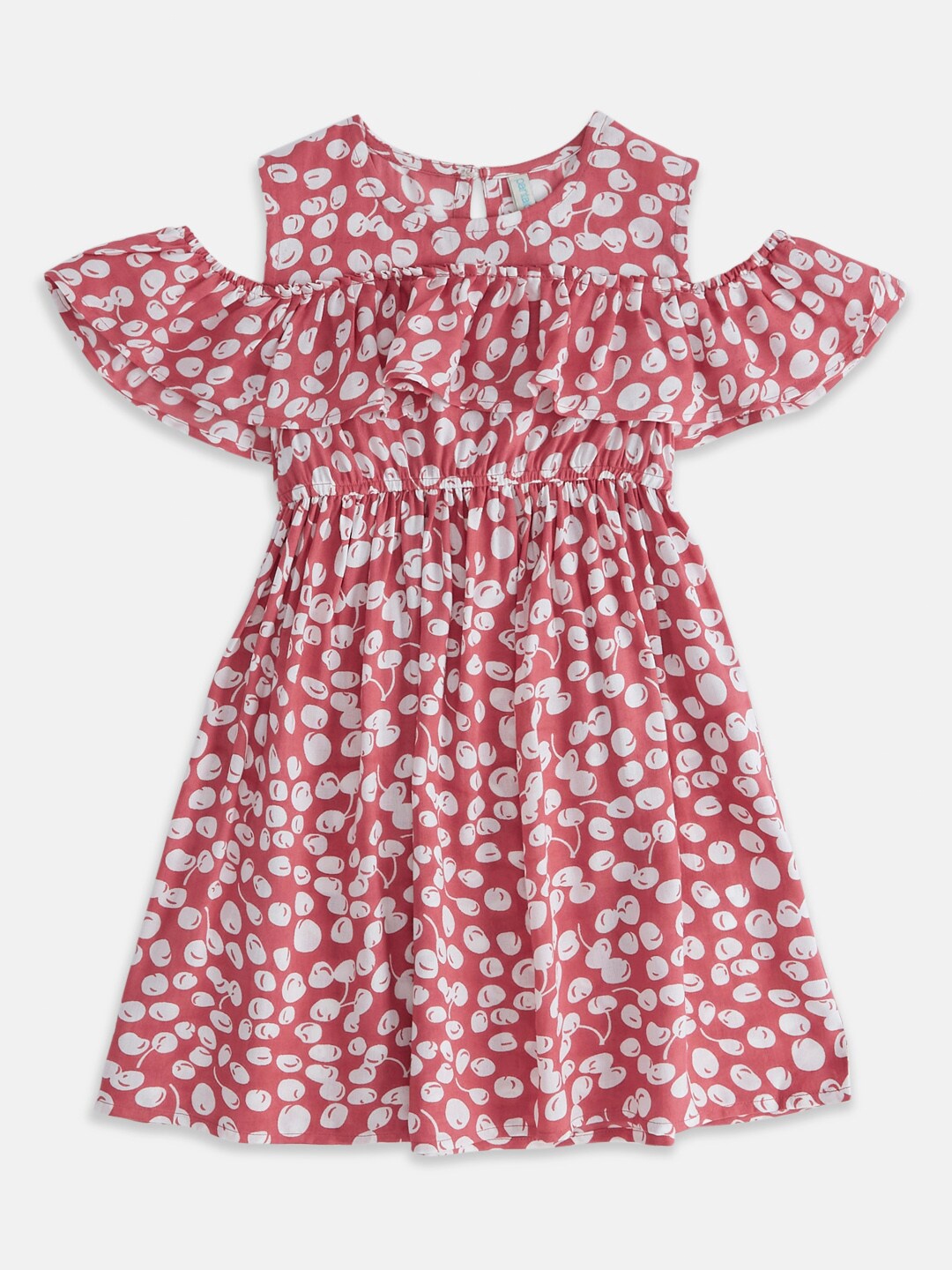 

Pantaloons Junior Girls Floral Print Cold-Shoulder A-Line Dress, Pink