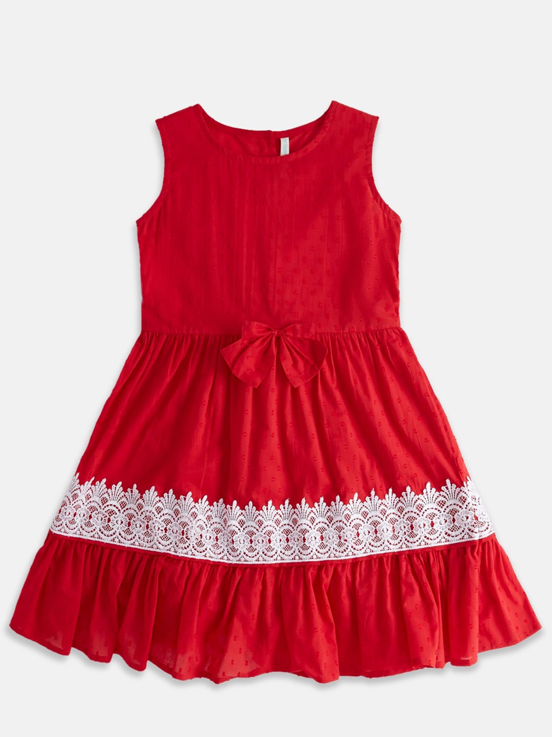 

Pantaloons Junior Girls Cotton A-Line Dress, Red