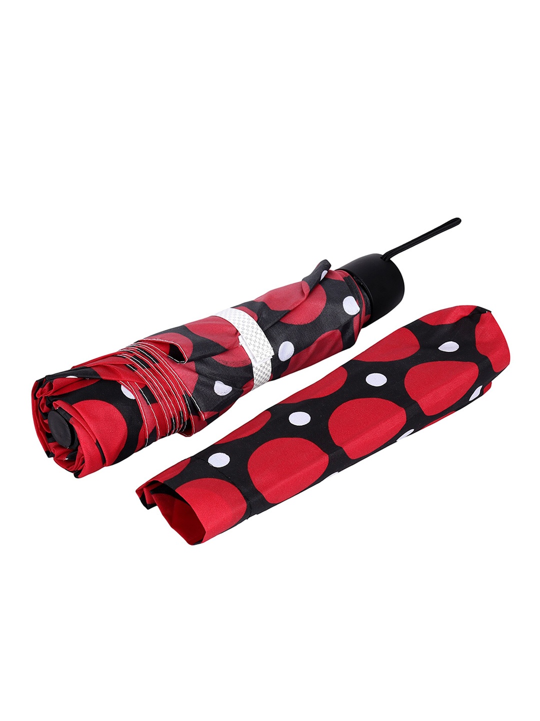 

LOOM LEGACY Printed 3-Fold Fancy Umbrella With Cover, Red