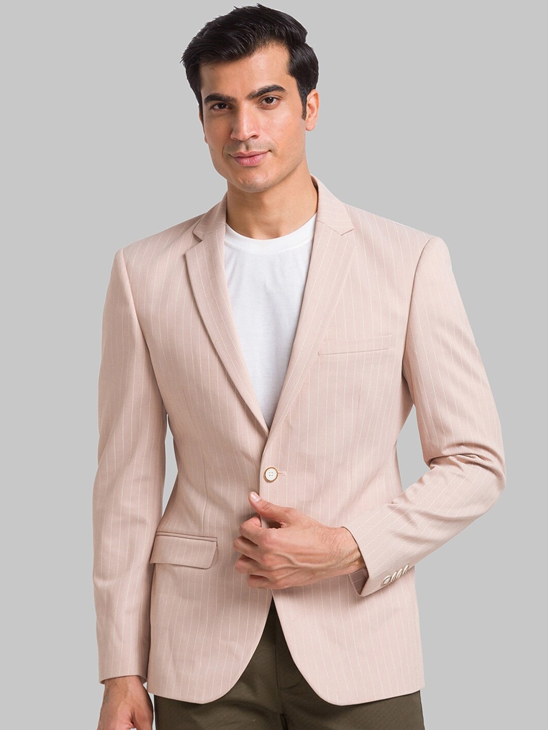 

Park Avenue Striped Single-Breasted Active Fit Casual Blazer, Pink