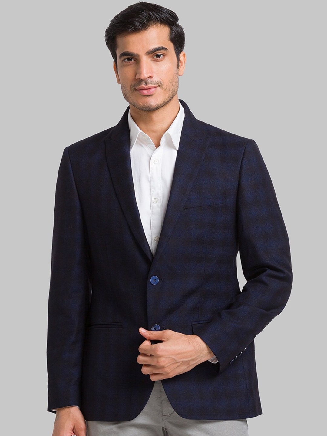 

Park Avenue Printed Slim-Fit Single-Breasted Casual Blazer, Blue