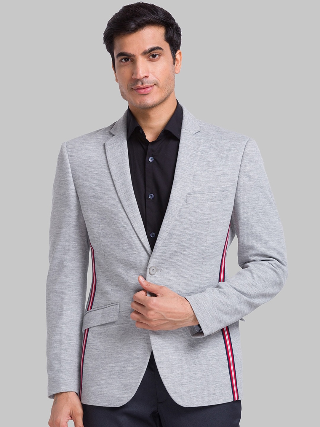 

Park Avenue Striped Single-Breasted Casual Blazer, Grey