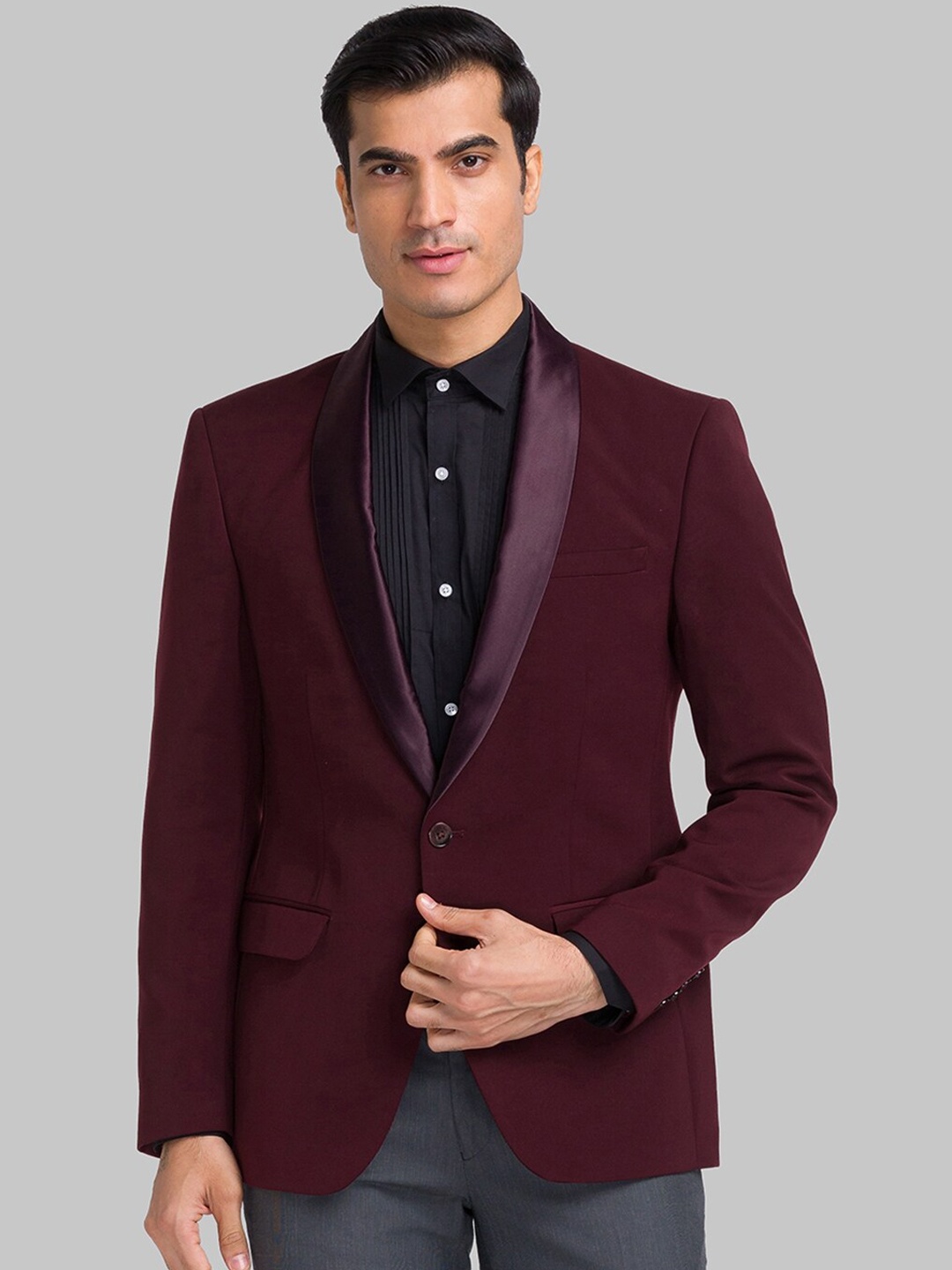 

Park Avenue Shawl Collar Slim-Fit Single-Breasted Blazer, Maroon