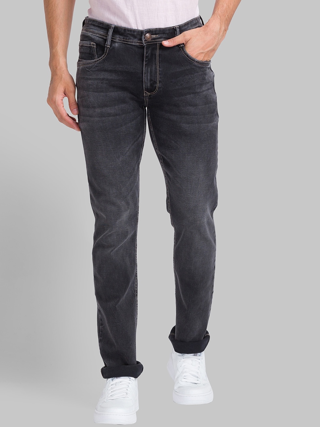 

Parx Men Slim Fit Heavy Fade Jeans, Black