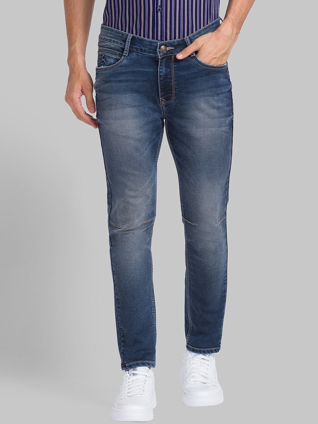 

Parx Men Skinny Fit Heavy Fade Jeans, Blue