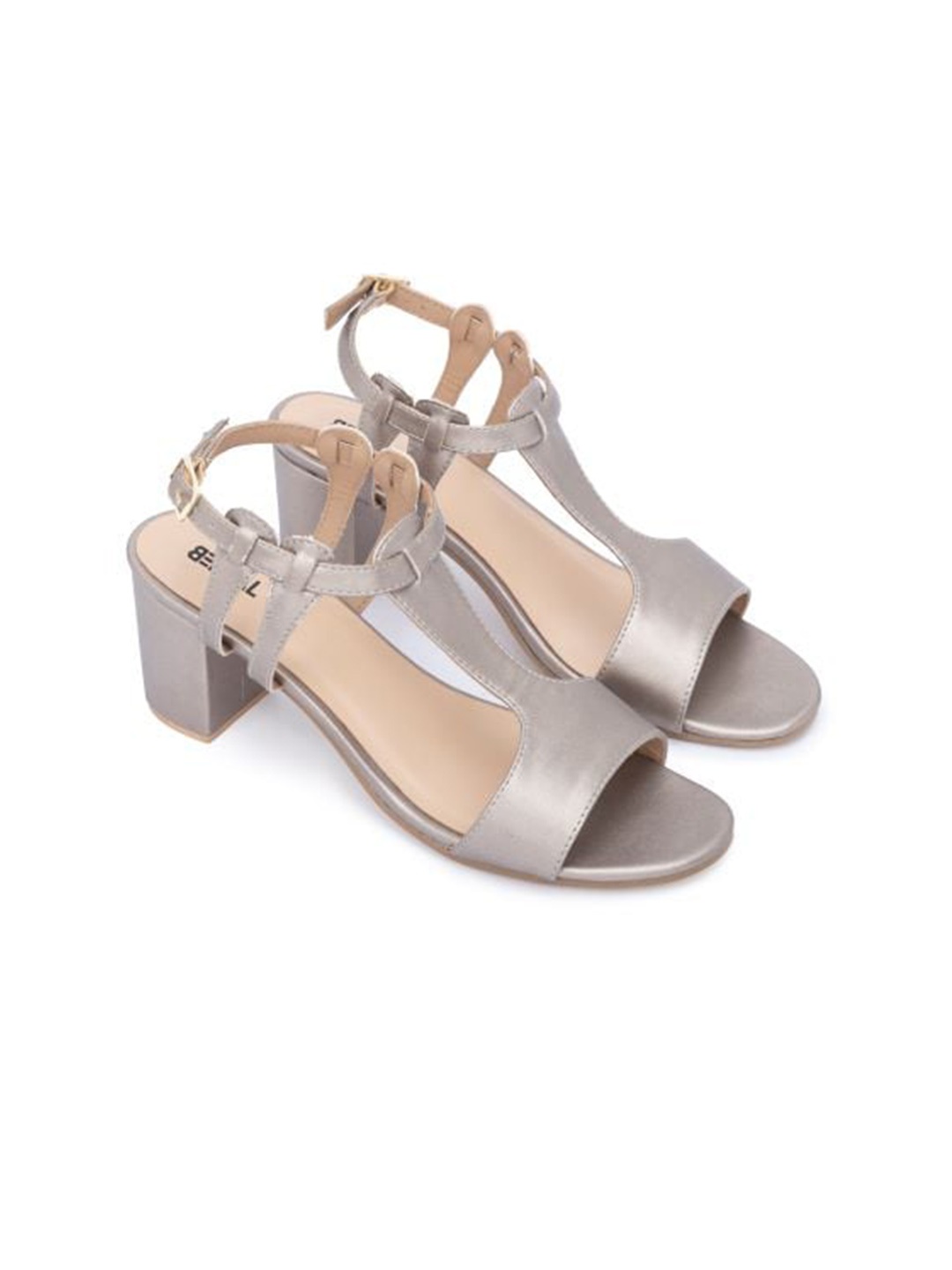 

BEREAL Open Toe Block Heels, Grey