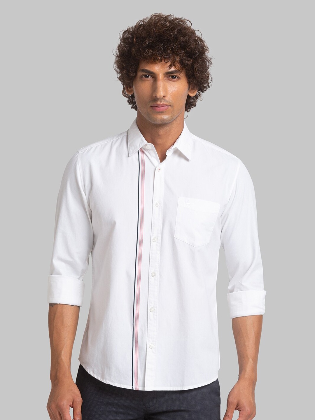 

Parx Slim Fit Striped Organic Cotton Casual Shirt, White