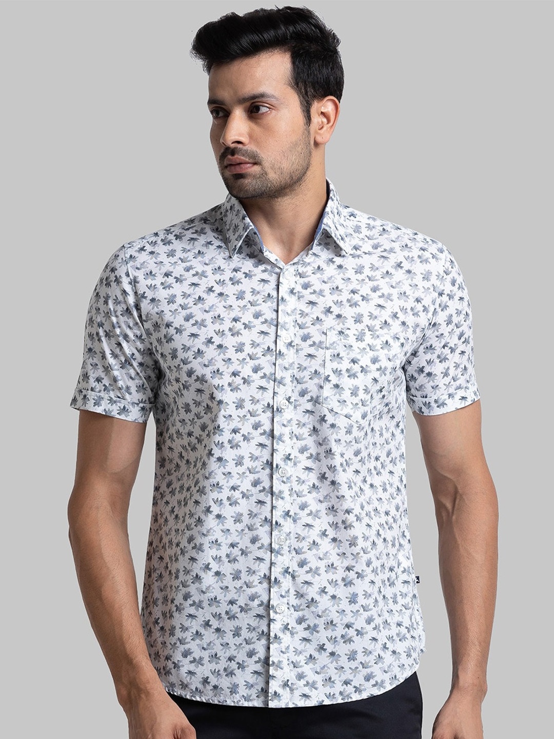 

Parx Slim Fit Opaque Printed Casual Shirt, White