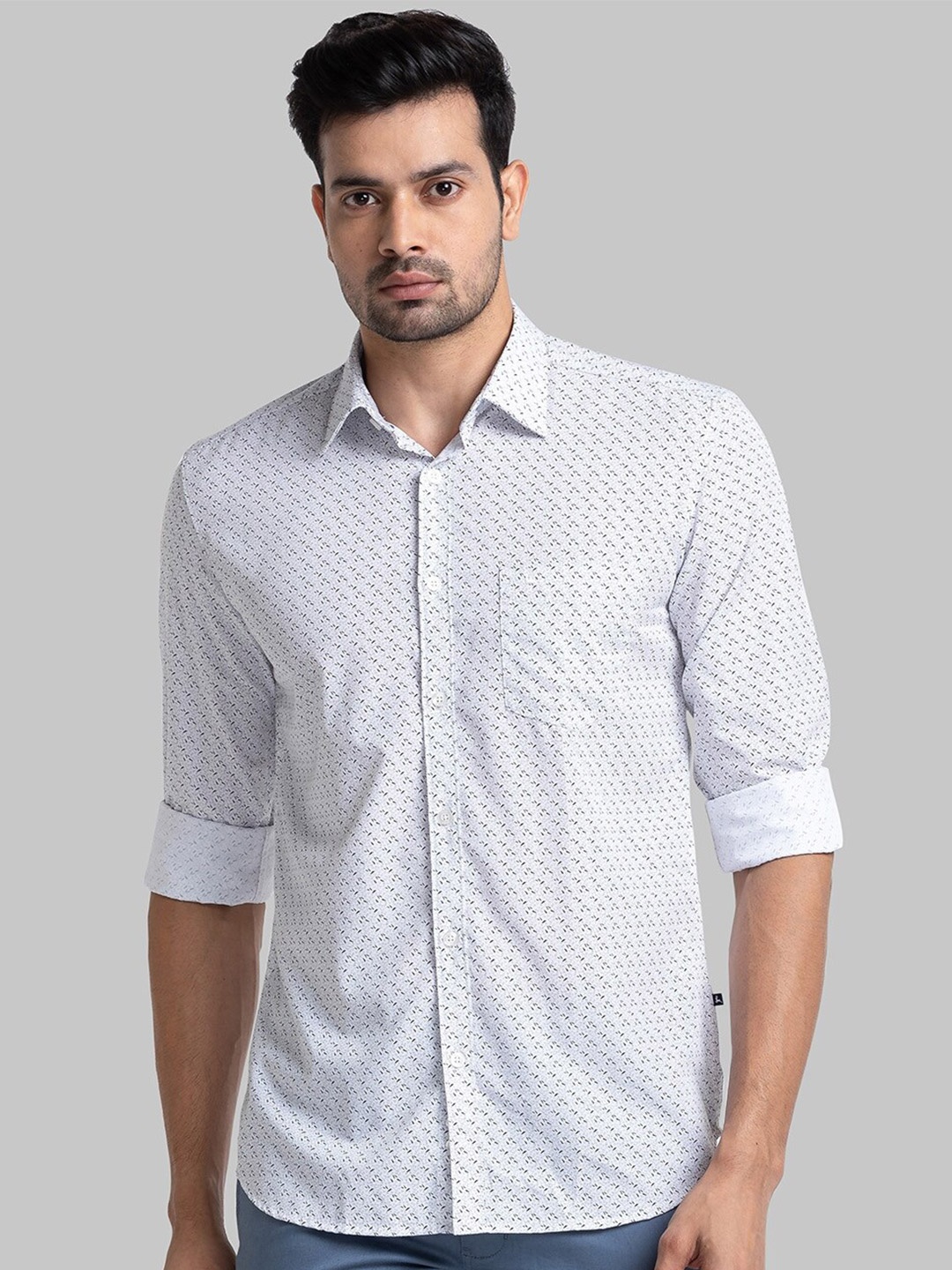 

Parx Slim Fit Micro Ditsy Printed Casual Shirt, White