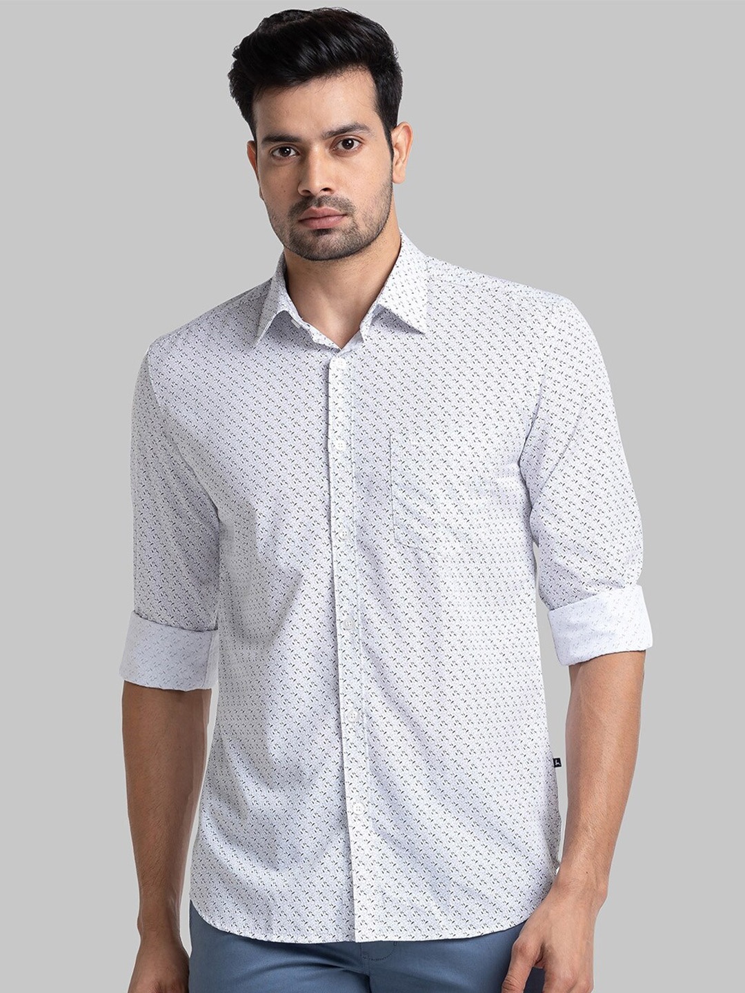 

Parx Conversational Printed Spread Collar Casual Shirt, White