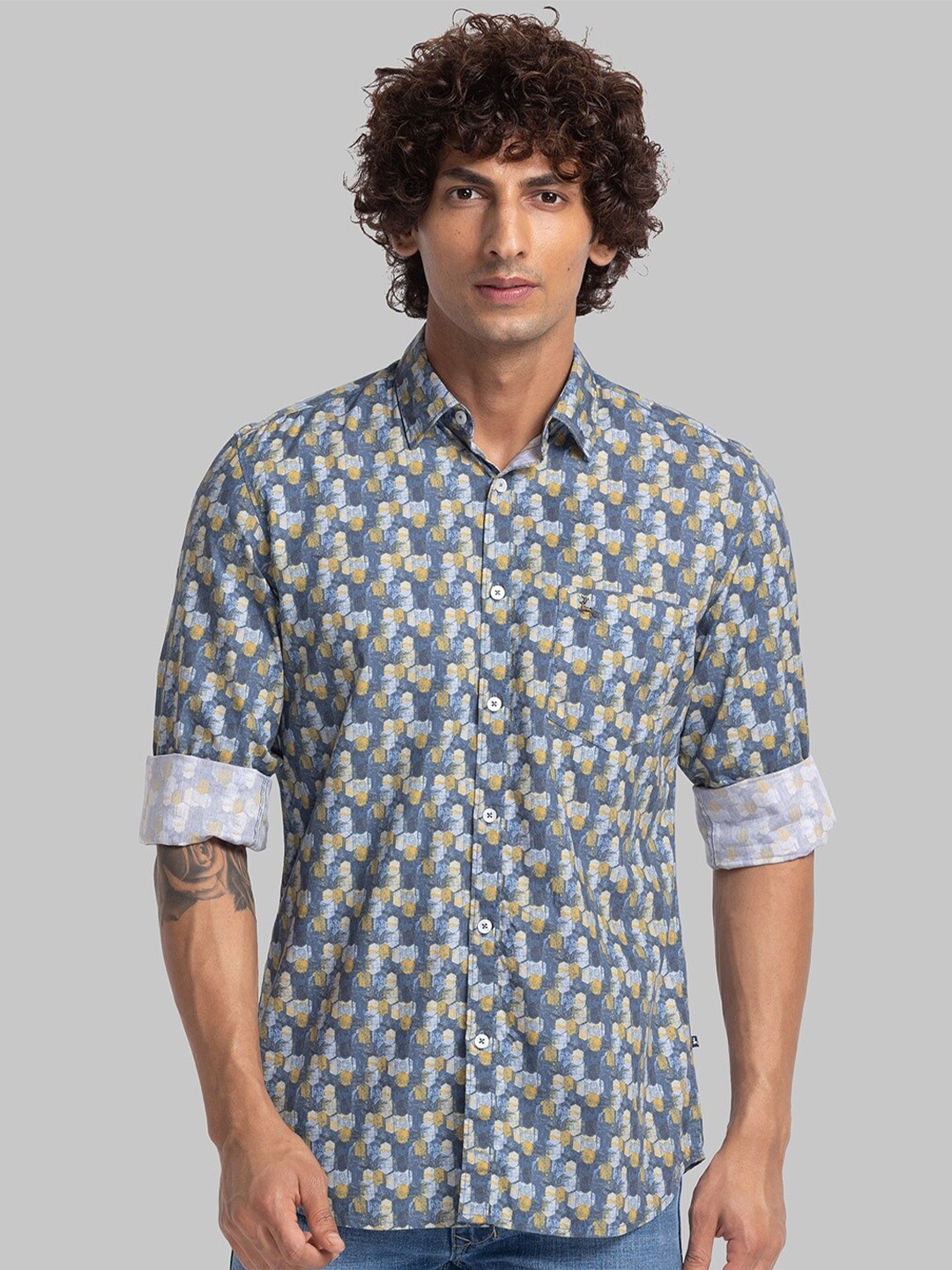 

Parx Slim Fit Floral Opaque Printed Casual Shirt, Blue
