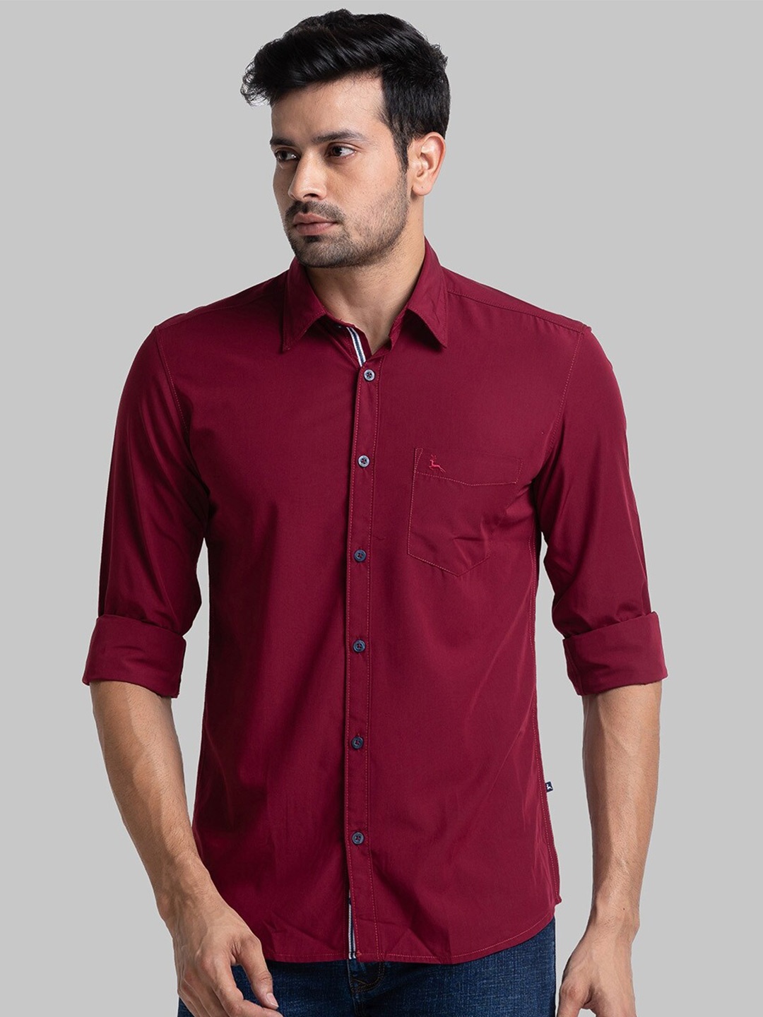 

Parx Slim Fit Opaque Casual Shirt, Red