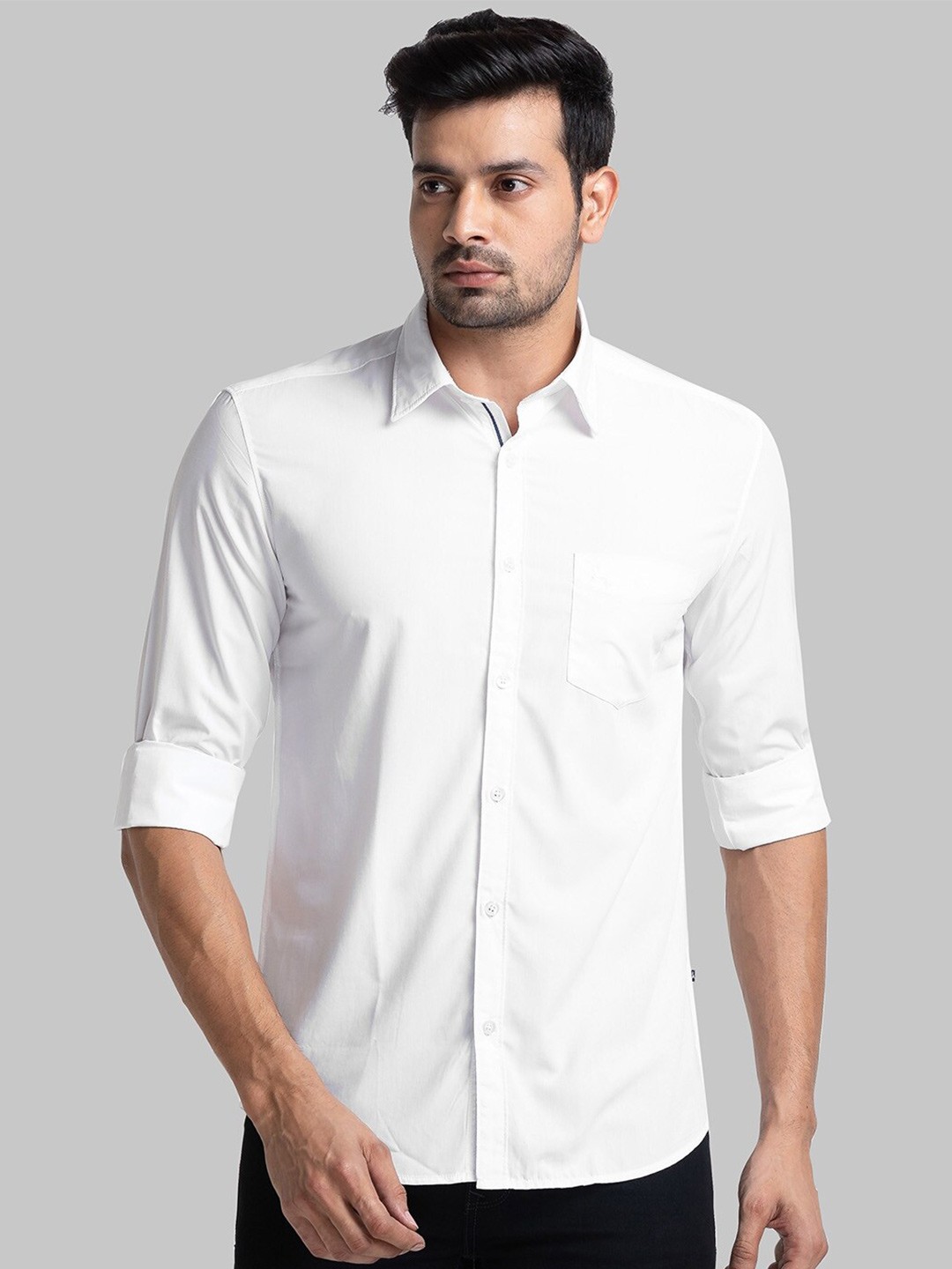 

Parx Slim Fit Opaque Spread Work Casual Shirt, White