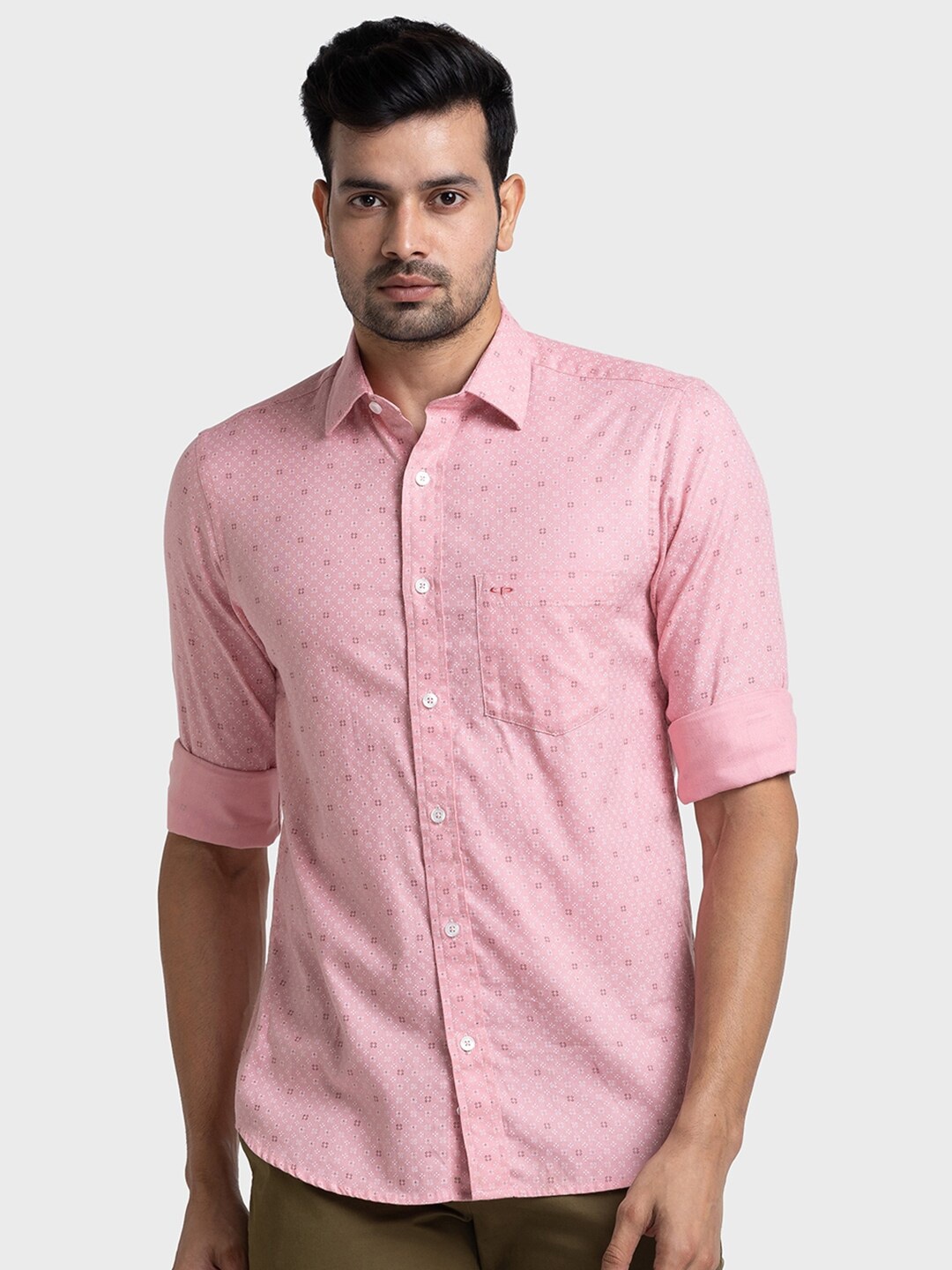 

ColorPlus Micro Ditsy Printed Pure Cotton Casual Shirt, Red