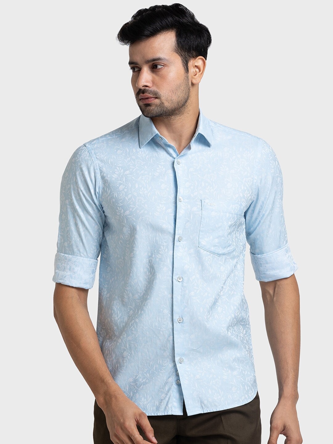 

ColorPlus Floral Printed Spread Collar Pure Cotton Tailored Fit Shirt, Blue