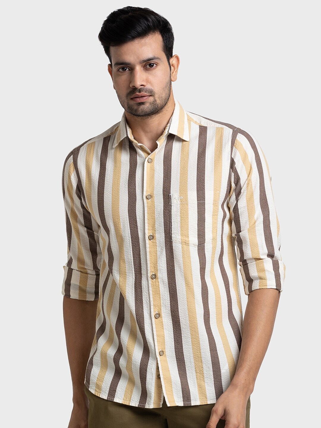 

ColorPlus Striped Spread Collar Casual Shirt, Brown