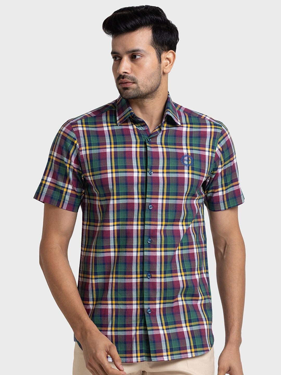 

ColorPlus Tartan Checks Pure Cotton Casual Shirt, Red