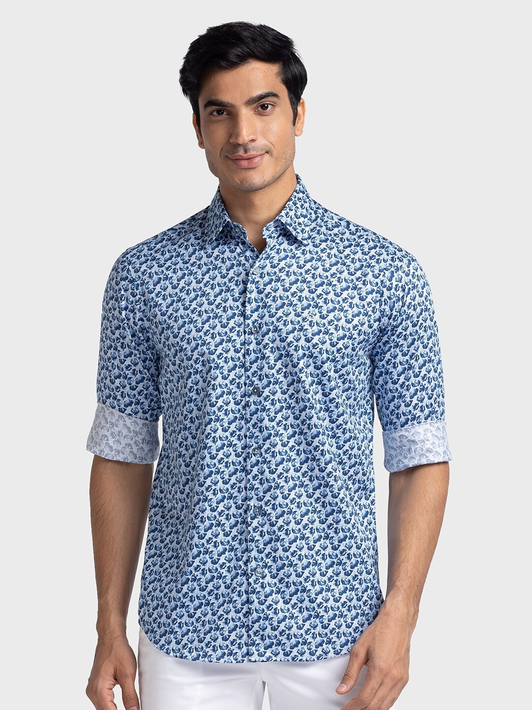 

ColorPlus Floral Printed Pure Cotton Casual Shirt, Blue