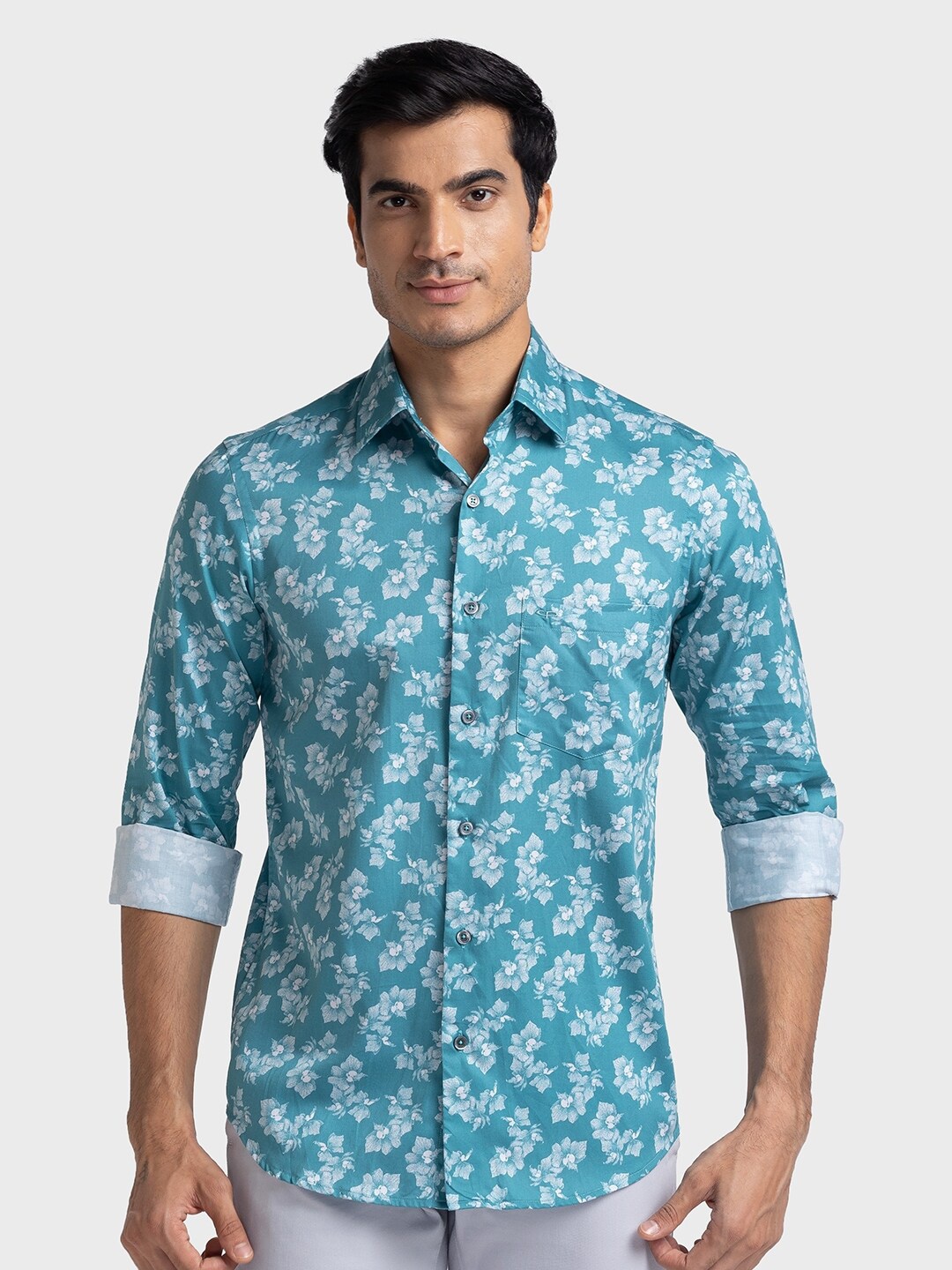 

ColorPlus Floral Printed Pure Cotton Casual Shirt, Blue