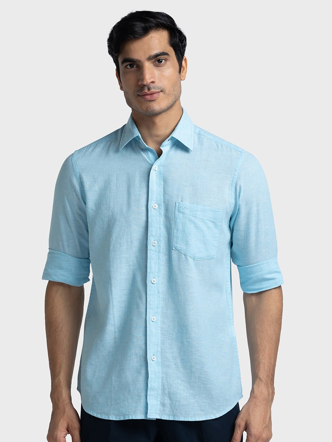 

ColorPlus Tailored Fit Pure Linen Casual Shirt, Blue