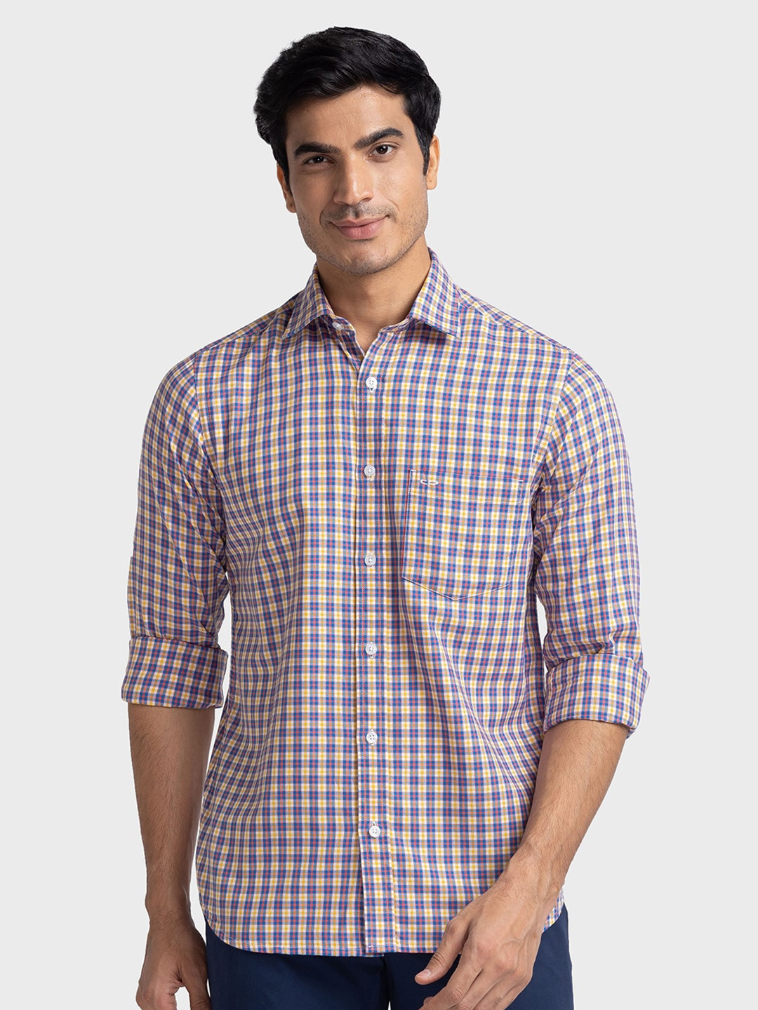 

ColorPlus Tailored Fit Micro Checks Checked Casual Shirt, Yellow