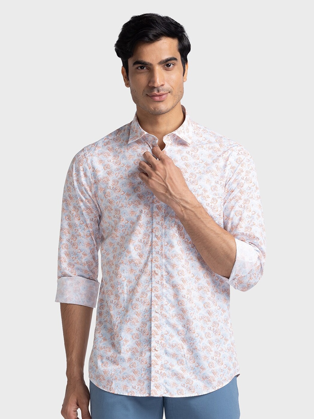 

ColorPlus Floral Printed Pure Cotton Casual Shirt, Blue