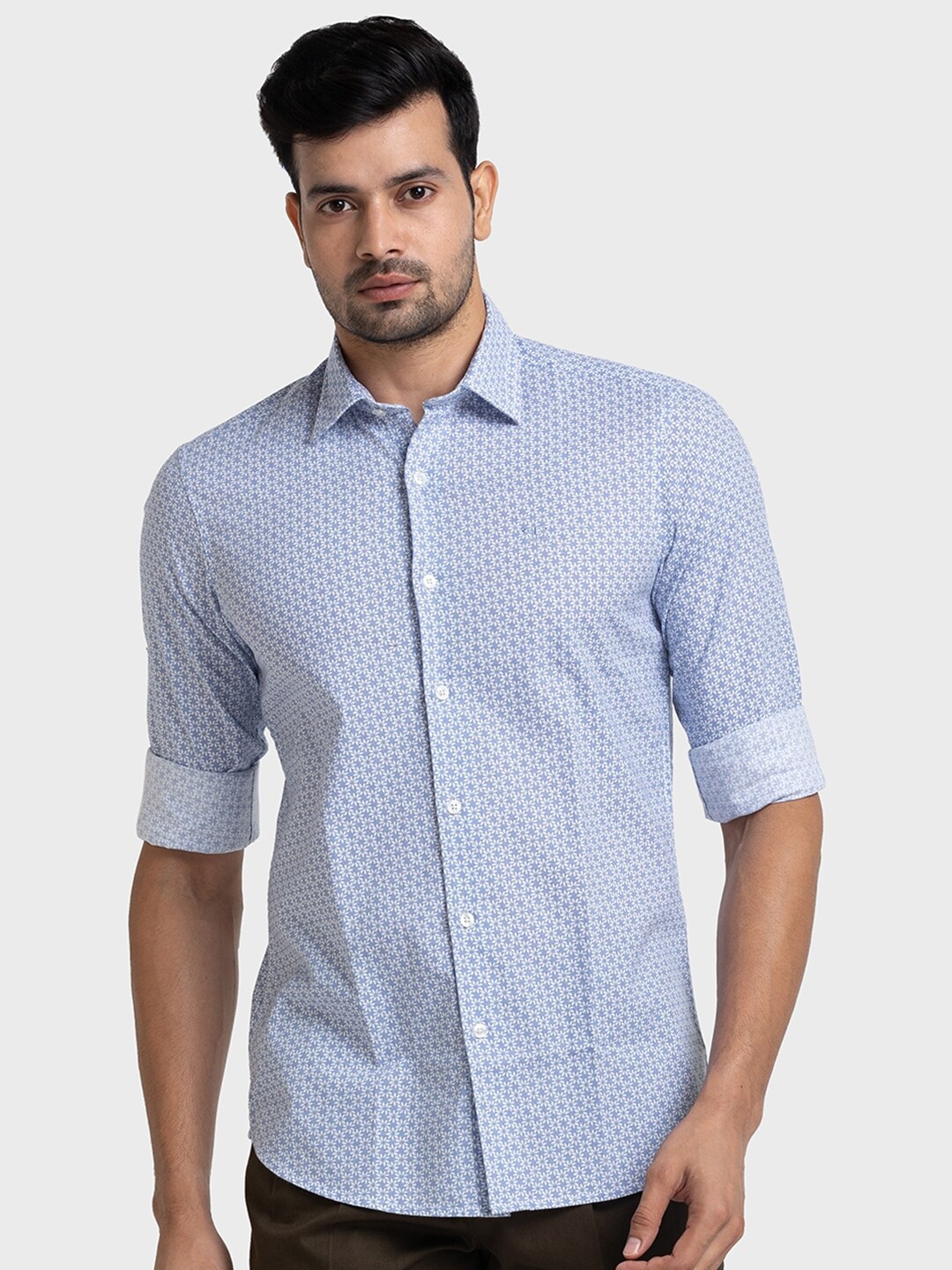 

ColorPlus Micro Ditsy Printed Tailored Fit Pure Cotton Shirt, Blue